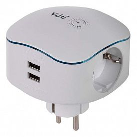 Тройник ЭРА SP-3e-USB 3гн 220V 2xUSB 2000mA белый