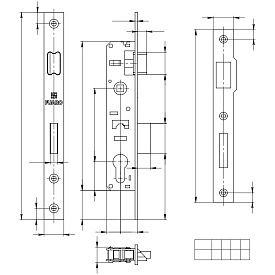 Корпус узкопрофильного замка с защелкой Fuaro 153-30/85 CP хром