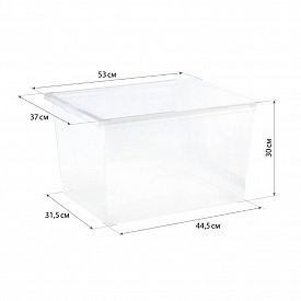 Ящик прозрачный с крышкой, 53х37х30см, 50л, М2354