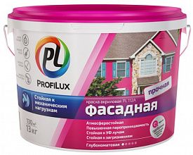 Краска ВД Profilux PL-112А фасадная влагостойкая белая 14кг