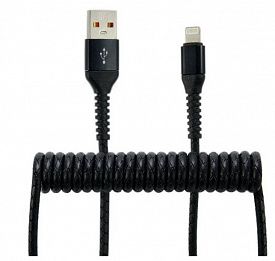 Кабель переходник спиральный WIIIX USB-Lightning 1,2м черный