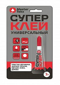 Супер-клей MasterTeks цианокрилатный универсальный 3г прозрачный