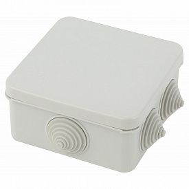 Коробка распаячная открытой установки ЭРА IP55 6 вставленных гермовводов 100х100х50мм серая