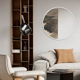 Зеркало круглое в раме PosterMarket Сканди белое дерево 50см