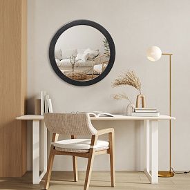 Зеркало круглое в раме PosterMarket Соло черный 50см