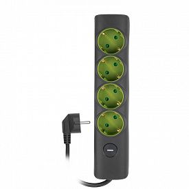 Удлинитель Jazzway ET-04-500G с заземлением с выключателем 4х5м серый