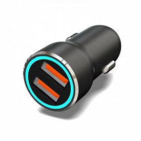 Автомобильное зарядное устройство c двумя портами (USB-A + USB-A) и LED-подсветкой Rexant 12Вт