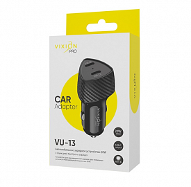 Автомобильное зарядное устройство VIXION PRO VU-13 2-Type-C PD 20W 20W max черный