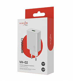 Сетевое зарядное устройство Vixion Pro VH-02 1-USB/2.4A белый