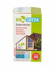 Биоактиватор Biosreda для всех видов септиков и автономных канализаций, 300г