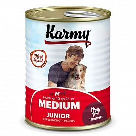 Консервы для щенков средних пород Karmy Medium Junior 340 г, телятина