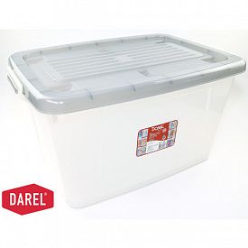 Ящик с крышкой DARELBOX 75л на колесах 700х500х380 серый