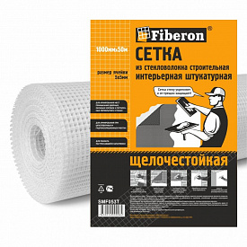 Сетка интерьерная штукатурная Fiberon из стекловолокна 1х50м ячейка 5х5мм 60 г/м2 белая