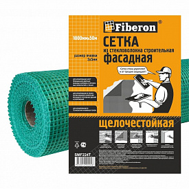 Сетка фасадная Fiberon из стекловолокна 1х50м ячейка 5х5мм 137 г/м2 зелёная
