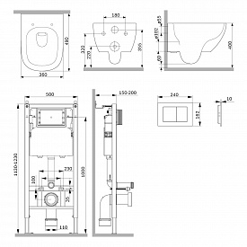 Инсталляция PrimeFit с подвесным унитазом Above Aquaspin IS90251.9X1900 с клавишей S хром глянец