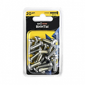 Винт DIN7985 М6х20 полукруглая головка оцинк. сталь Bauhow PZ2 20шт 120г