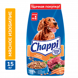 Корм для собак Chappi сытный мясной обед мясное изобилие 15кг
