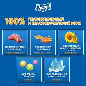 Корм для собак Chappi сытный мясной обед мясное изобилие 15кг