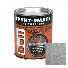 Грунт-эмаль Dali по ржавчине 3в1 молотковая 2л серебристый