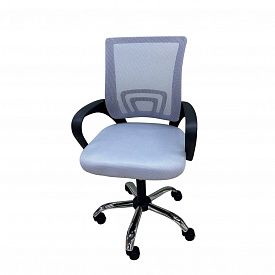 Кресло школьное на колёсиках, серое/хром, ткань, 600х600х985 мм,