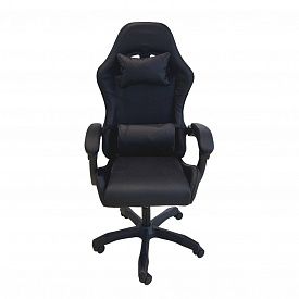Кресло компьютерное игровое, чёрное, без подставки для ног, кожзам, 1210х620х640 мм,
