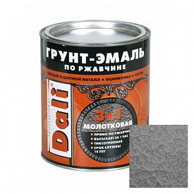 Грунт-эмаль Dali по ржавчине 3в1 молотковая 2л серый