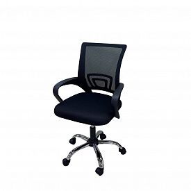 Кресло школьное на колёсиках, чёрное/хром, ткань, 600х600х985 мм,
