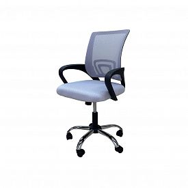 Кресло школьное на колёсиках, серое/хром, ткань, 600х600х985 мм,