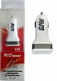 Устройство автомобильное зарядное 2xUSB 3,6А AVS UC-323